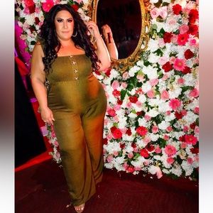 Fashion Nova curve Olive Jumpsuit